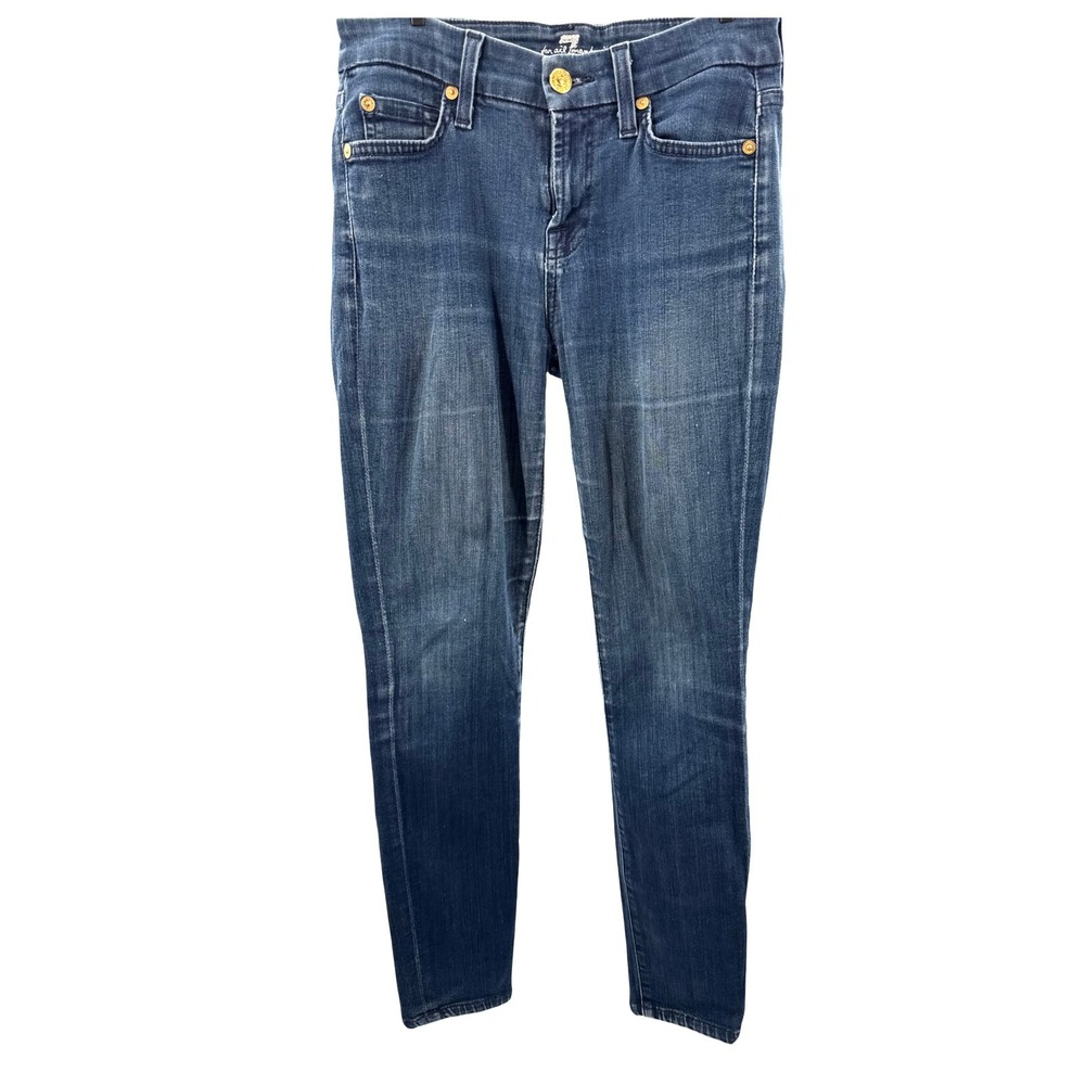 77 For All Mankind The Skinny Jeans Womens 24 Dark Wash Stretch Made USA